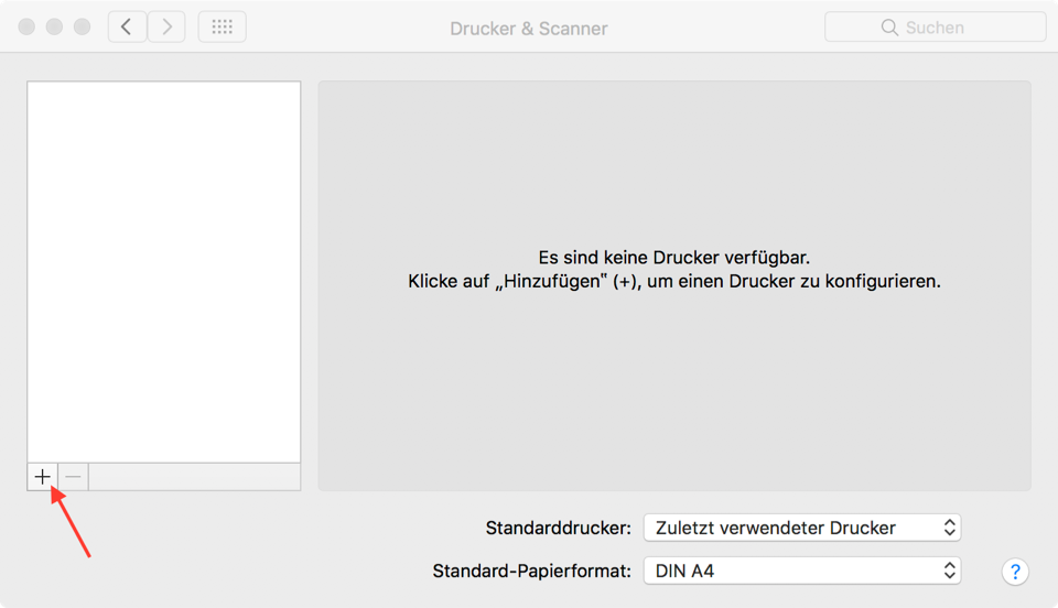 macOS Drucker hinzufügen &ndash; Schritt 1
